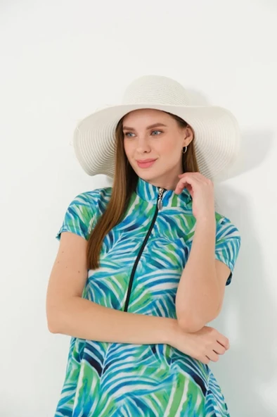 Tesmay 3402 Lacivert SporLycra Üstlü Hızla Kuruyan  Kısa Kollu Yarı  Tesettür Havuz Mayo - 5