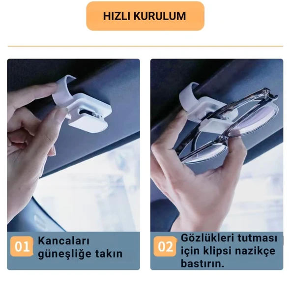 Coofbe Klipsli 180 Araç İçi Gözlük Tutucu Kart Tutucu Mandallı Süngerli Oto Araç Gözlük Tutacagi - 5