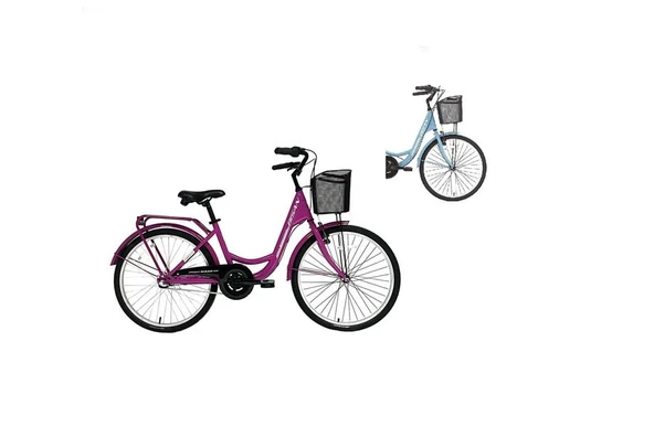 BİSAN SORRENTO KADIN ŞEHİR BİSİKLETİ 36CM V 24 JANT 3 VİTES BEBE MAVİSİ BEYAZ