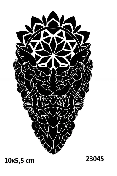 Korkunç Surat Mandala Geçici Dövme Deseni