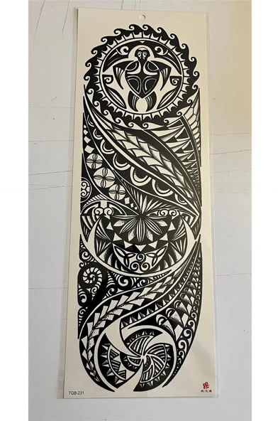 Alsepeteavm Maori Tribal 1 Hafta Kalıcı Tam Kol Bacak Yapıştırma Geçici Dövme 46 CM