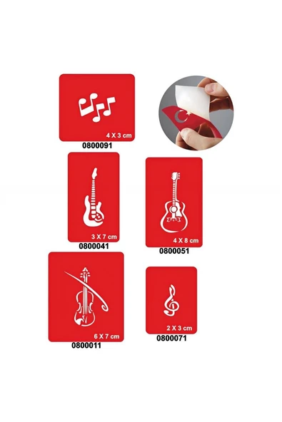 Alsepeteavm Müziğin Gücü 5'li Set Geçici Dövme Kına Şablonu