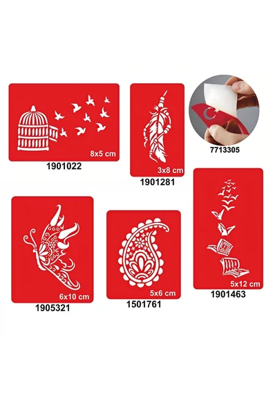 Alsepeteavm Bir Çiçek Bir Kelebek 5 li Set Geçici Dövme Kına Şablonu
