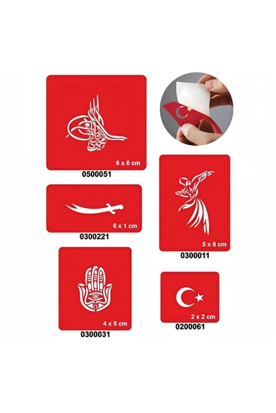 Alsepeteavm Evrensel Motifler 5'li Set Geçici Dövme Kına Şablonu