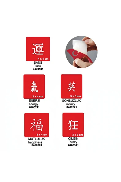 Alsepeteavm Japon Kanjiler 5'li Set Geçici Dövme Kına Şablonu