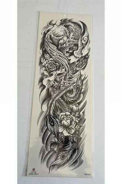 Kanatlı Dragon 1 Hafta Kalıcı Tam Kol Bacak Yapıştırma Geçici Dövme 46 CM