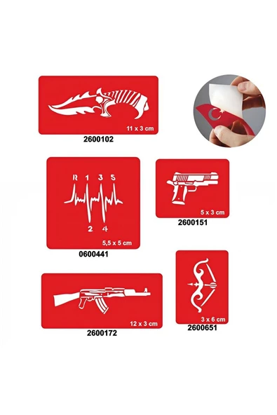 Alsepeteavm Savaşa Hazır Ol 5'li Set Geçici Dövme Kına Şablonu