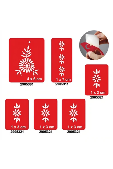 Alsepeteavm Papatya Bahçesi 5'li Set Geçici Dövme Kına Şablonu