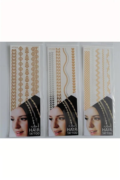 Alsepeteavm Saç Dövmesi Hair Flash Tattoo 3 Adet birden Model 2