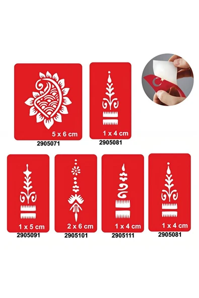 Alsepeteavm Buta 5'li Set Geçici Dövme Kına Şablonu