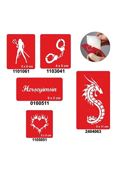 Alsepeteavm Herşeyimsin 5'li Set Geçici Dövme Kına Şablonu