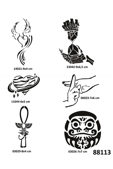 Alsepeteavm Silah Kartal 6 Adet Geçici Dövme Şablonu Tattoo Stencil Modelleri