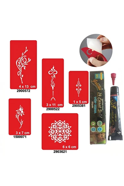 Çiçekli Desenler Kına ile Geçici Dövme Yapma Seti