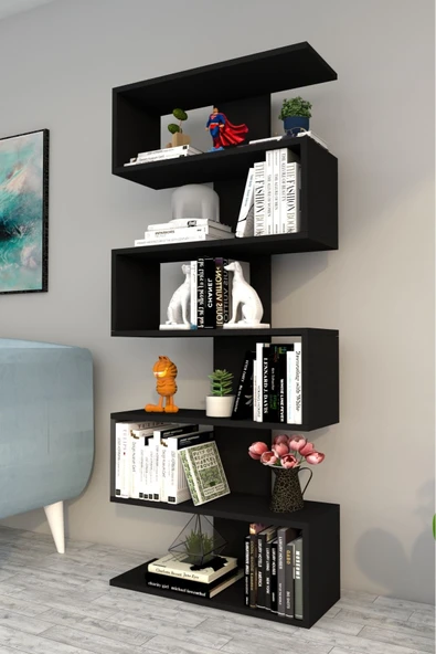 Paris Duvara Monteli Dekoratif Kitaplık Siyah - Resim 2