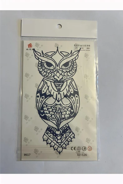 Alsepeteavm Motif Baykuş 1 Aylık Yarı Kalıcı Yapıştırma Geçici Dövme