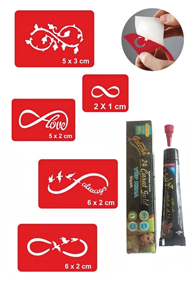Alsepeteavm Sonsuzluk Desenleri Hint Kınası ile Geçici Dövme Yapma Seti