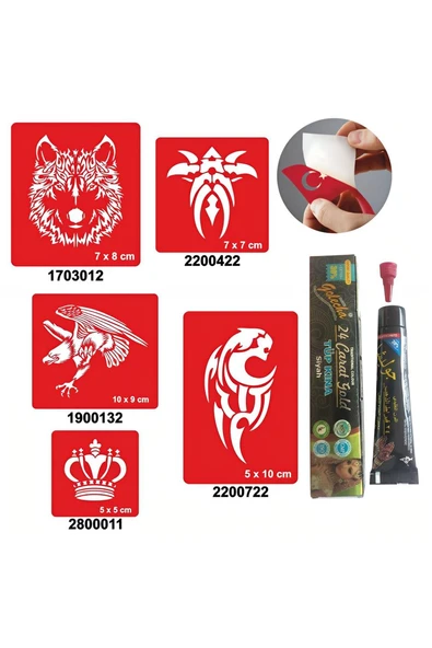 Vahşi Tribal Desenleri Hint Kınası ile Geçici Dövme Yapma Seti
