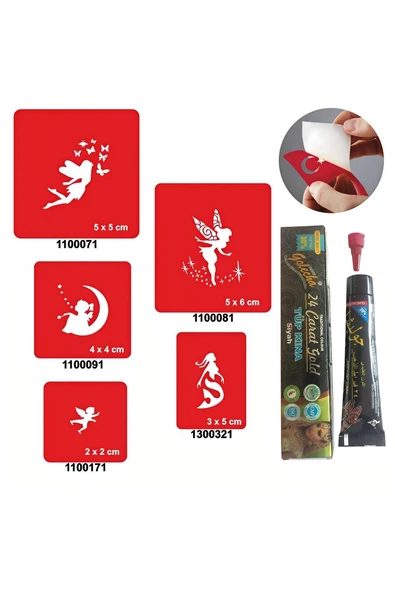 Alsepeteavm Peri Kızı Desenleri Kına ile Geçici Dövme Yapma Seti