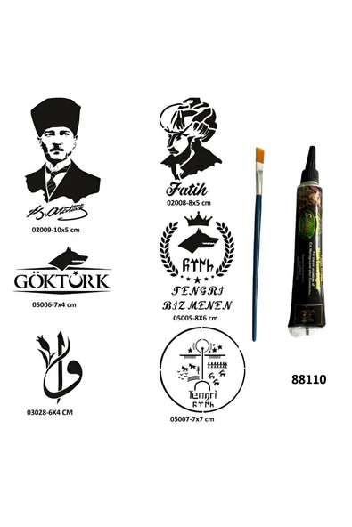 Alsepeteavm Atatürk Fatih Hint Kınasıyla Geçici Dövme Yapma Seti Fırça Hediyeli
