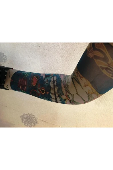 Alsepeteavm Çift Kol Giyilebilir Dövme Kuru Kafa Desenler Tattoo Sleeve