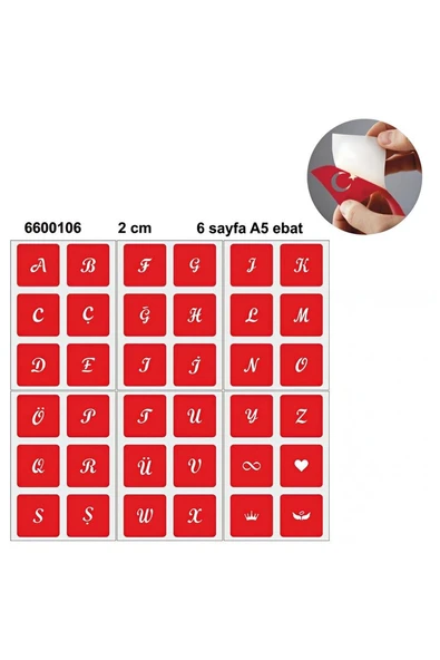 Alsepeteavm Büyük Boy El Yazısı Harf 5'li Set Geçici Dövme Kına Şablonu