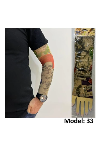 Alsepeteavm Giyilebilir Dövme Çift Kol 2 Adet Kol Çorap Dövmesi Sleeve tattoo Model33