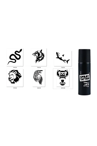Alsepeteavm Aslan Ve Yılan Geçici Sprey Dövme Seti Spray Tatto