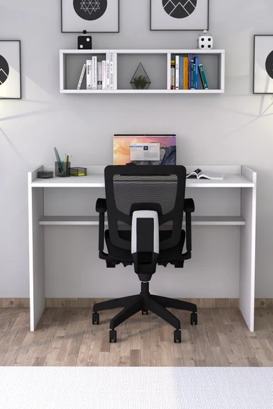 Sera Çalışma Masası Duvar Raflı Beyaz ürün görseli 1