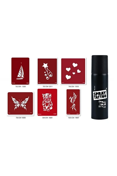 Alsepeteavm Kedi Ve Yelkenli Geçici Sprey Dövme Seti Spray Tatto