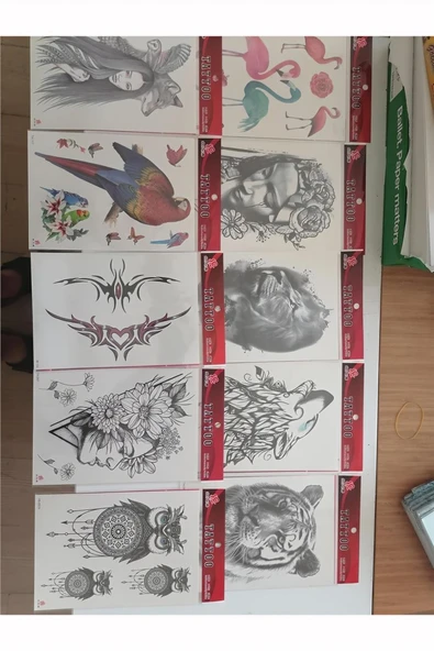 Alsepeteavm 10 Adet Yapıştırma Dövme Büyük Boy 20x15 cm