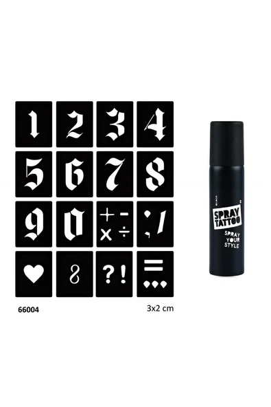 Alsepeteavm Büyük Rakamlar ve Spray Tattoo Geçici Dövme Seti