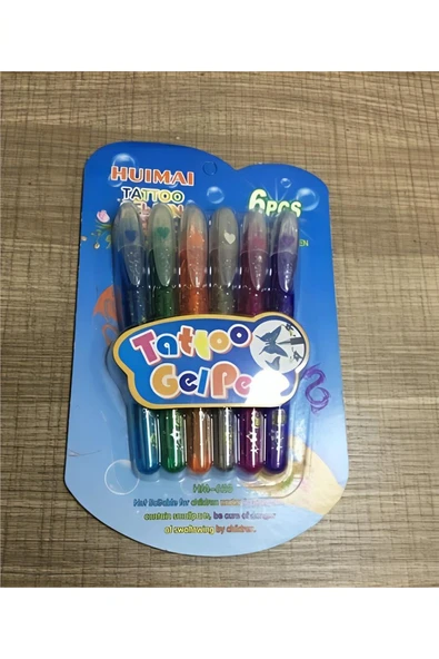 Alsepeteavm Geçici Dövme Kalemi 6 lı  Tattoo Gel Pen