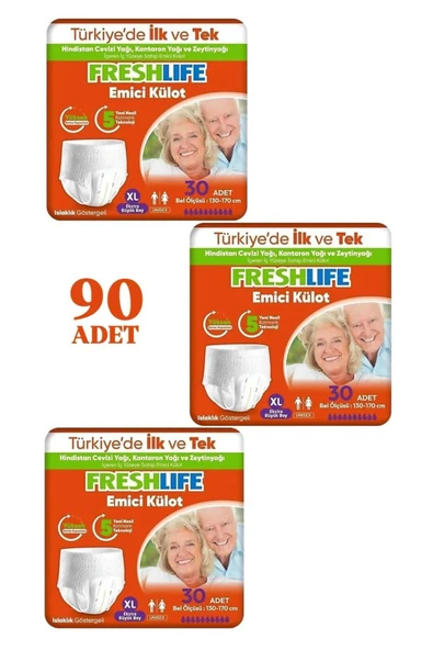 FRESHLİFE NETKAL Freshlife Külot X LARGE Hasta Bezi 3 PAKET (90 ADET)