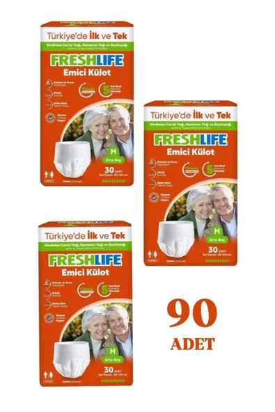 FRESHLİFE NETKAL Freshlife Külot Medium Hasta Bezi 3 PAKET (90 ADET)