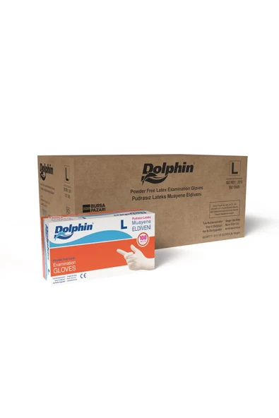 Alsepeteavm  Dolphin Pudrasız Lateks Muayene Eldiveni L Beden 100 Adet X 20 Paket - Mdr - Koli