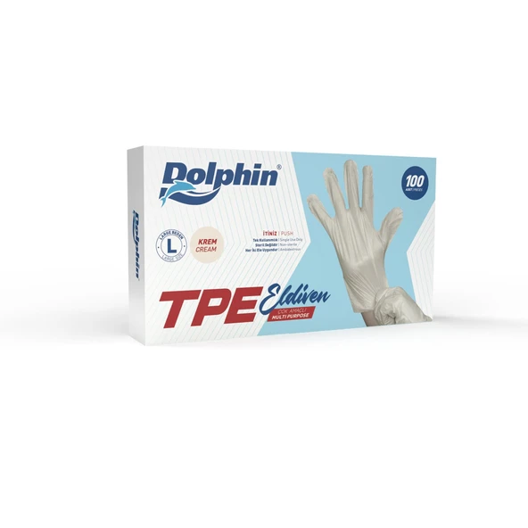 Alsepeteavm  Dolphin Krem Tpe Eldiven L Beden 100 Adet