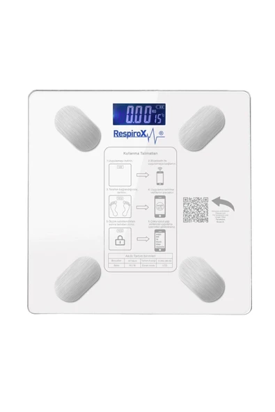 RESPİROX Cam Bl-2601 Bluetoothlu Akıllı Tartı Beyaz Resmi Distribütör Garantili 2 Yıl