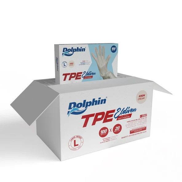 Alsepeteavm  Dolphin Krem Tpe Eldiven L Beden 100 Adet X 20 Paket - Koli