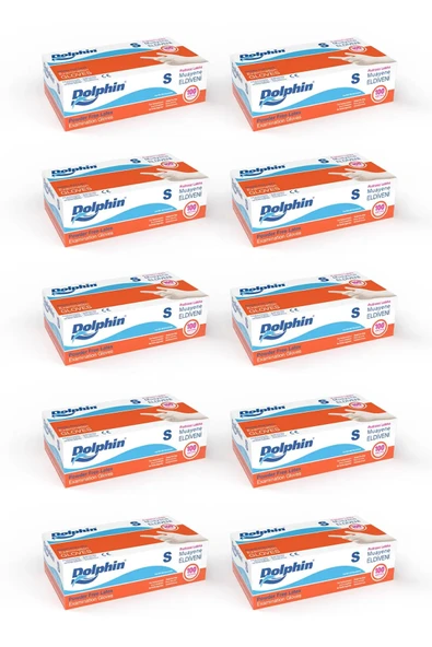 Dolphin Pudrasız Lateks Muayene Eldiveni S Beden 100 Adet X 10 Paket - Mdr