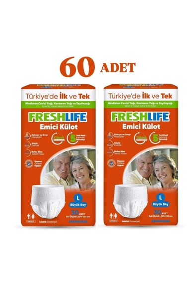 FRESHLİFE NETKAL Freshlife Külot Large Hasta Bezi 2 PAKET (60 ADET)
