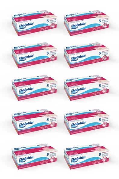 Alsepeteavm  Dolphin Beyaz Vinil Eldiveni Pudrasız S 100 Adet X 10 Paket