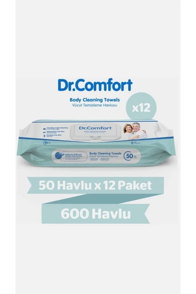 DR.COMFORT NETKAL Dr. Comfort Vücut Temizleme Havlusu 50 ADET (50X12)
