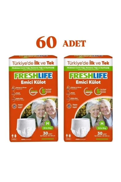 FRESHLİFE Külot Medium Hasta Bezi 2 Paket (60 ADET)