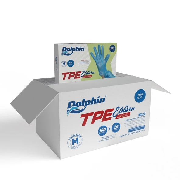 Alsepeteavm  Dolphin Mavi Tpe Eldiven M Beden 100 Adet X 20 Paket - Koli