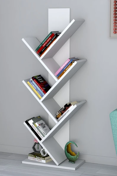 Tree Dekoratif Kitaplık Beyaz - Resim 3