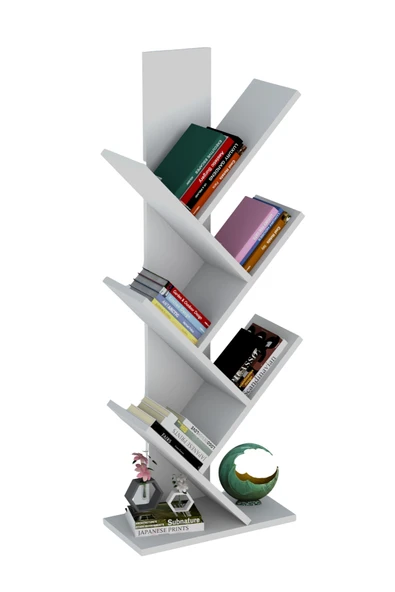 Tree Dekoratif Kitaplık Beyaz - Resim 6