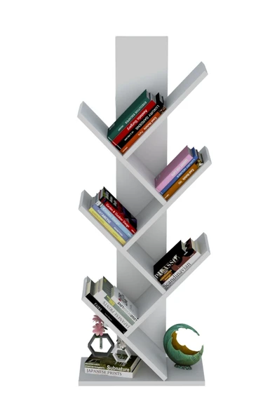 Tree Dekoratif Kitaplık Beyaz - Resim 5
