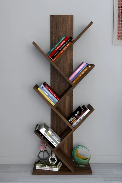 Tree Dekoratif Kitaplık Ceviz