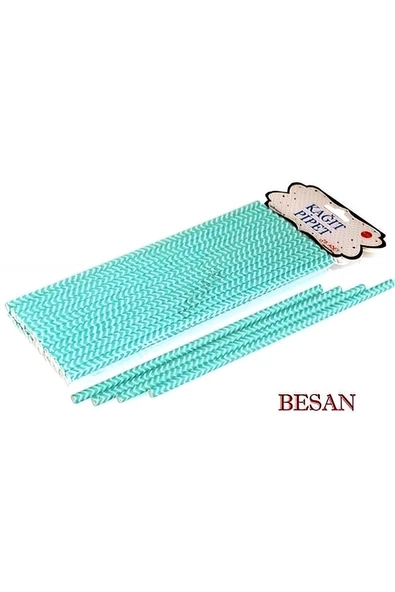 Alsepeteavm KAĞIT PİPET 20 CM - Ø6MM. YEŞİL ZİGZAG DESEN 25 ADET