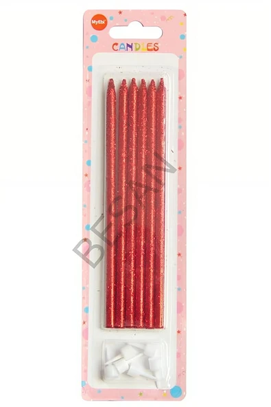 Alsepeteavm SİMLİ MUM 14CM KIRMIZI 6'LI SET